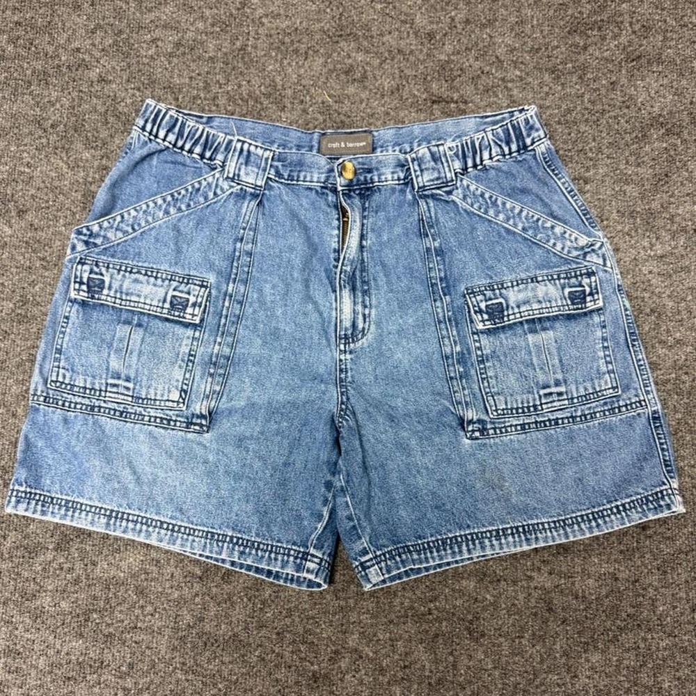 Croft & Barrow Womens Y2K Denim Cargo Shorts Blue Jorts Size 38 (34 Waist)